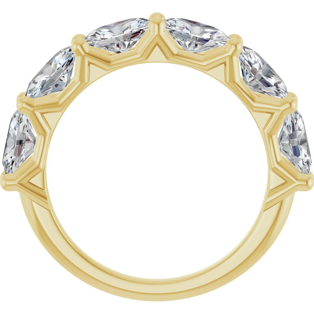 14K Gold Oval Natural Diamond Shared-Prong Anniversary Band – 1 3/4–2 1/5 CTW - Yellow Gold - view 2