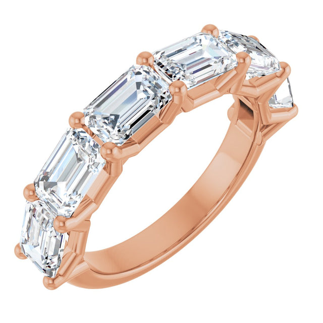 14K Gold Emerald Lab-Grown Diamond Shared-Prong Anniversary Band – 2 1/6–3 5/8 CTW - Rose Gold