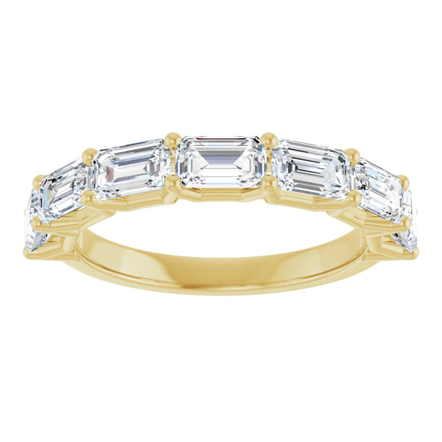 14K Gold Emerald Lab-Grown Diamond Shared-Prong Anniversary Band – 2 1/6–3 5/8 CTW - Yellow Gold - view 3