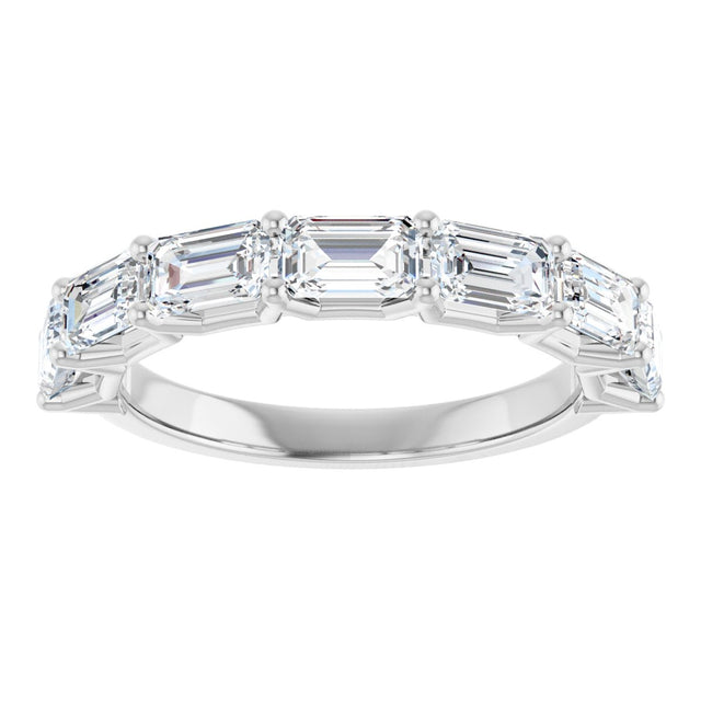 Platinum Emerald Natural Diamond Shared-Prong Anniversary Band – 2 1/2–3 5/8 CTW - view 3