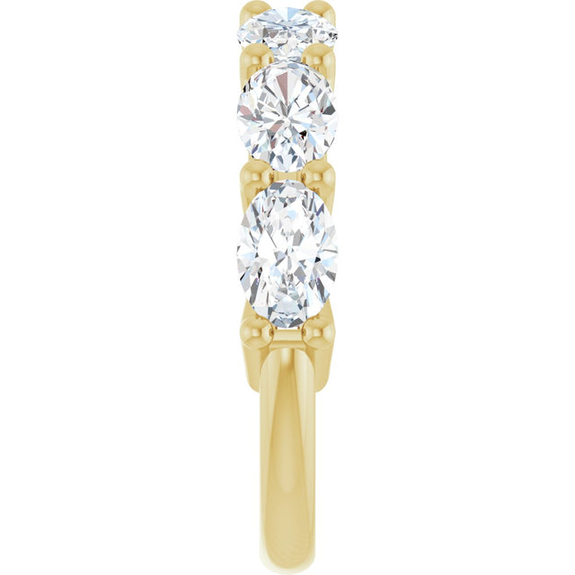 14K Gold Oval Natural Diamond Shared-Prong Anniversary Band – 1 3/4–2 1/5 CTW - Yellow Gold - view 4