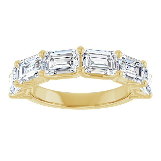 14K Gold Emerald Lab-Grown Diamond Shared-Prong Anniversary Band – 2 1/6–3 5/8 CTW - Yellow Gold - view 3