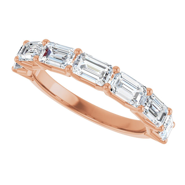 14K Gold Emerald Lab-Grown Diamond Shared-Prong Anniversary Band – 2 1/6–3 5/8 CTW - Rose Gold - view 5