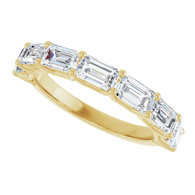 14K Gold Emerald Natural Diamond Shared-Prong Anniversary Band – 2 1/2–3 5/8 CTW - Yellow Gold - view 5