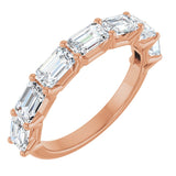 14K Gold Emerald Natural Diamond Shared-Prong Anniversary Band – 2 1/2–3 5/8 CTW - Rose Gold