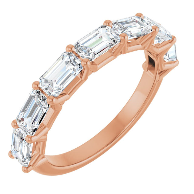 14K Gold Emerald Lab-Grown Diamond Shared-Prong Anniversary Band – 2 1/6–3 5/8 CTW - Rose Gold