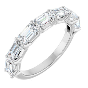 Platinum Emerald Natural Diamond Shared-Prong Anniversary Band – 2 1/2–3 5/8 CTW