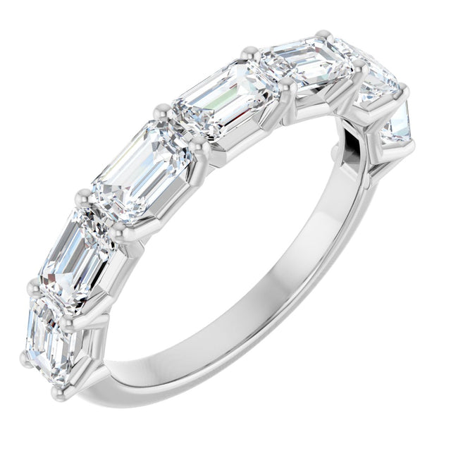 14K Gold Emerald Natural Diamond Shared-Prong Anniversary Band – 2 1/2–3 5/8 CTW - White Gold