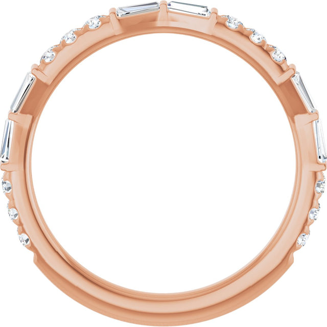 14K Gold Tapered Baguette Natural Diamond French-Set Anniversary Band – 3/8 CTW - Rose Gold - view 2