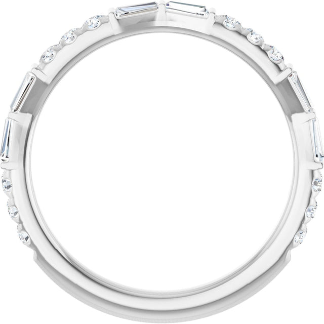 14K Gold Tapered Baguette Natural Diamond French-Set Anniversary Band – 3/8 CTW - White Gold - view 2