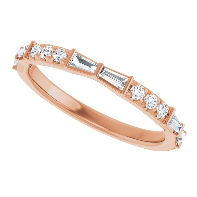 14K Gold Tapered Baguette Natural Diamond French-Set Anniversary Band – 3/8 CTW - Rose Gold - view 5