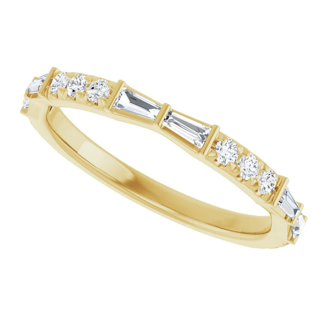 14K Gold Tapered Baguette Natural Diamond French-Set Anniversary Band – 3/8 CTW - Yellow Gold - view 5
