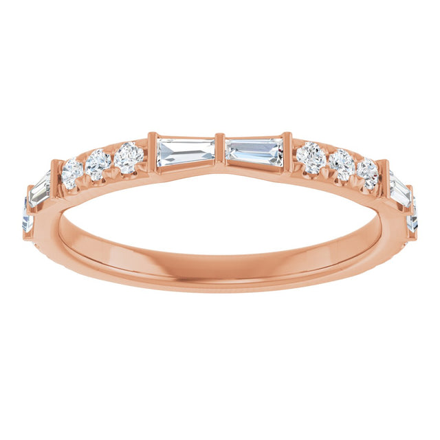 14K Gold Tapered Baguette Natural Diamond French-Set Anniversary Band – 3/8 CTW - Rose Gold - view 3