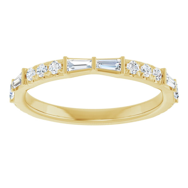 14K Gold Tapered Baguette Natural Diamond French-Set Anniversary Band – 3/8 CTW - Yellow Gold - view 3