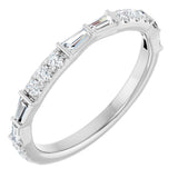 14K Gold Tapered Baguette Natural Diamond French-Set Anniversary Band – 3/8 CTW - White Gold