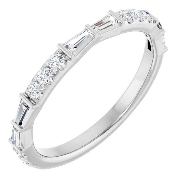 14K Gold Tapered Baguette Natural Diamond French-Set Anniversary Band – 3/8 CTW - White Gold