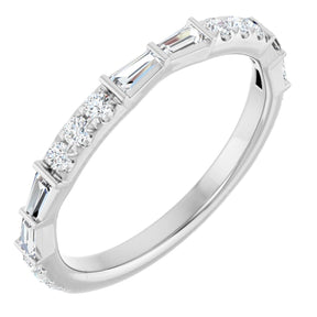 Platinum Tapered Baguette Natural Diamond French-Set Anniversary Band – 3/8 CTW