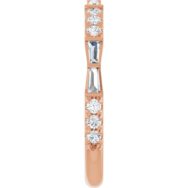 14K Gold Tapered Baguette Lab-Grown Diamond French-Set Anniversary Band – 3/8 CTW - Rose Gold - view 4