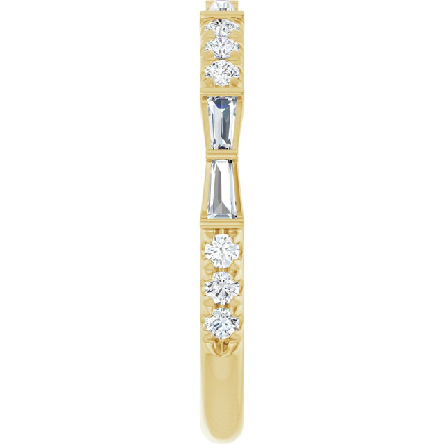 14K Gold Tapered Baguette Natural Diamond French-Set Anniversary Band – 3/8 CTW - Yellow Gold - view 4