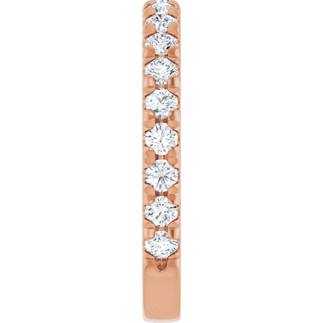 14K Gold Round Lab-Grown Diamond French-Set Anniversary Band – 1/3–1 CTW - Rose Gold - view 4