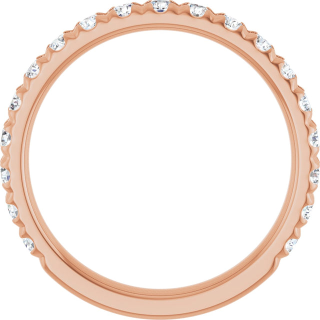 14K Gold Round Lab-Grown Diamond French-Set Anniversary Band – 1/3–1 CTW - Rose Gold - view 2