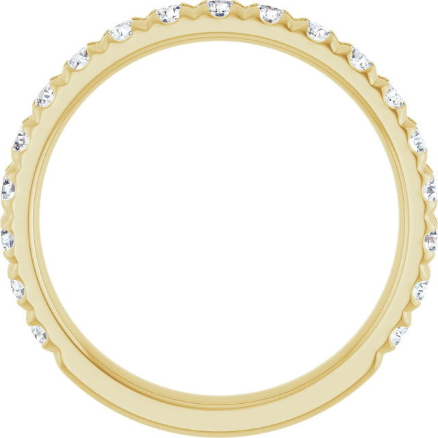 14K Gold Round Lab-Grown Diamond French-Set Anniversary Band – 1/3–1 CTW - Yellow Gold - view 2