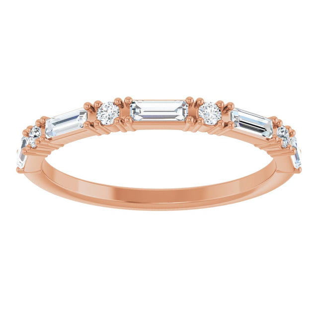 14K Gold Straight Baguette Natural Diamond Multi-Shape Anniversary Band – 3/8 CTW - Rose Gold - view 3