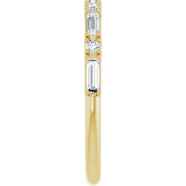 14K Gold Straight Baguette Natural Diamond Multi-Shape Anniversary Band – 3/8 CTW - Yellow Gold - view 4