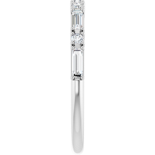 14K Gold Straight Baguette Natural Diamond Multi-Shape Anniversary Band – 3/8 CTW - White Gold - view 4