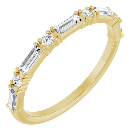 14K Gold Straight Baguette Natural Diamond Multi-Shape Anniversary Band – 3/8 CTW - Yellow Gold