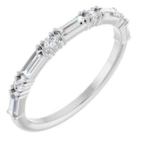 14K Gold Straight Baguette Natural Diamond Multi-Shape Anniversary Band – 3/8 CTW - White Gold