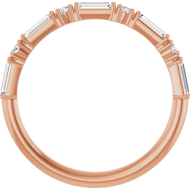 14K Gold Straight Baguette Natural Diamond Multi-Shape Anniversary Band – 3/8 CTW - Rose Gold - view 2