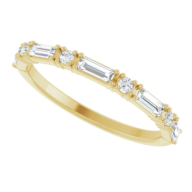 14K Gold Straight Baguette Natural Diamond Multi-Shape Anniversary Band – 3/8 CTW - Yellow Gold - view 5