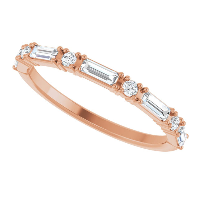 14K Gold Straight Baguette Natural Diamond Multi-Shape Anniversary Band – 3/8 CTW - Rose Gold - view 5