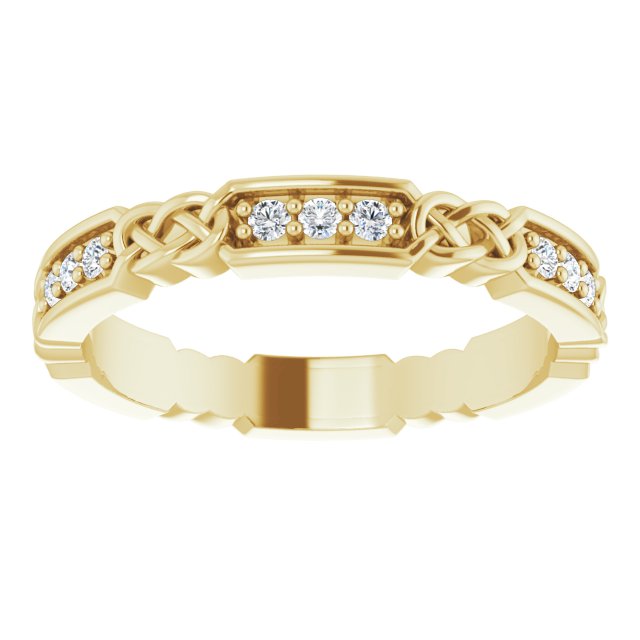 14K Gold Round Natural Diamond Celtic-Inspired Eternity Band – 1.5 mm Stones - Yellow Gold - view 3