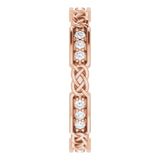 14K Gold Round Natural Diamond Celtic-Inspired Eternity Band – 1.5 mm Stones - Rose Gold - view 4