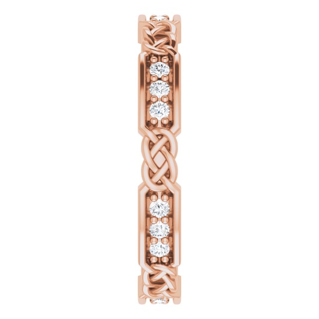 14K Gold Round Natural Diamond Celtic-Inspired Eternity Band – 1.5 mm Stones - Rose Gold - view 4