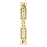 14K Gold Round Natural Diamond Celtic-Inspired Eternity Band – 1.5 mm Stones - Yellow Gold - view 4