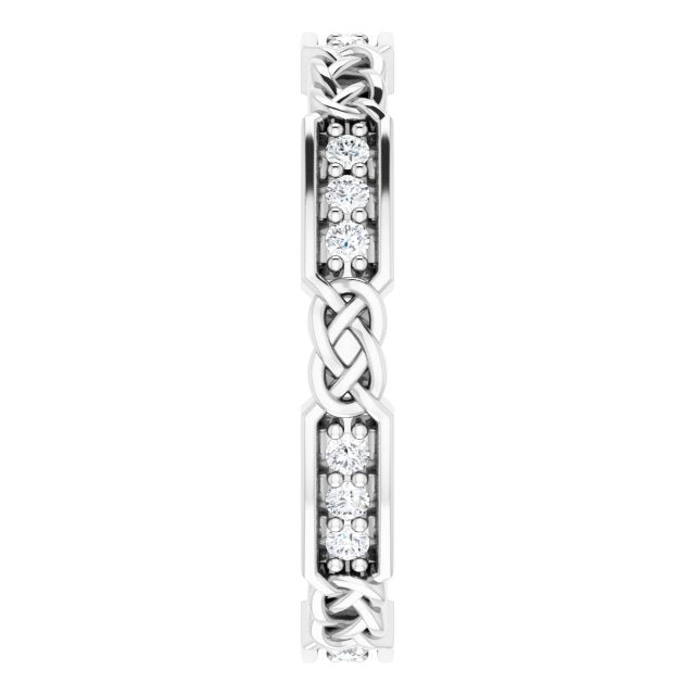 Platinum Round Natural Diamond Celtic-Inspired Eternity Band – 1.5 mm Stones - view 4