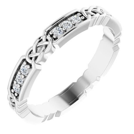 Platinum Round Natural Diamond Celtic-Inspired Eternity Band – 1.5 mm Stones
