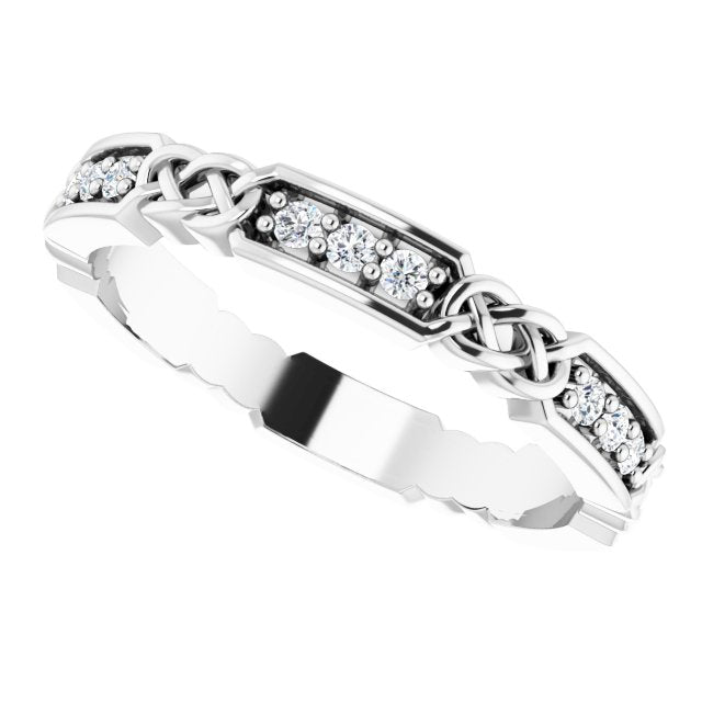 Platinum Round Natural Diamond Celtic-Inspired Eternity Band – 1.5 mm Stones - view 5