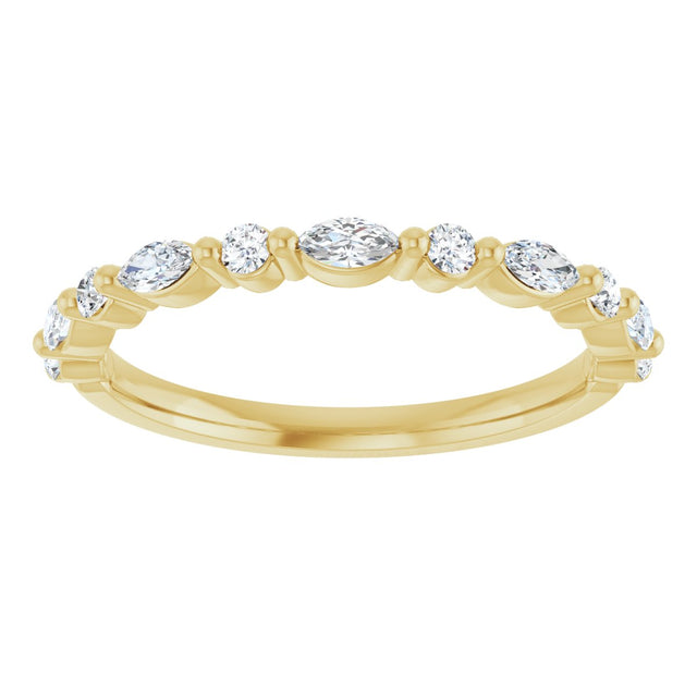 14K Gold Marquise Natural Diamond Anniversary Band – 1/5–1/3 CTW - Yellow Gold - view 3
