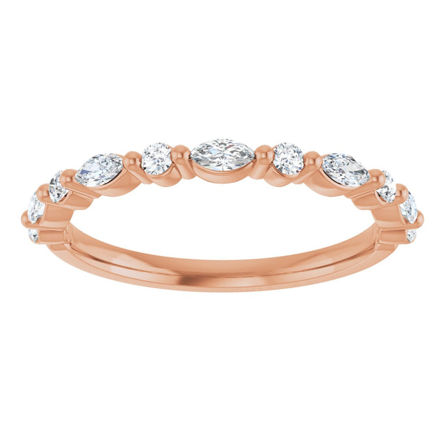 14K Gold Marquise Lab-Grown Diamond Anniversary Band – 1/4–1/3 CTW - Rose Gold - view 3
