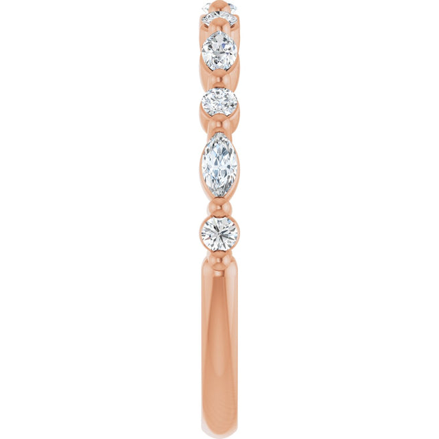 14K Gold Marquise Lab-Grown Diamond Anniversary Band – 1/4–1/3 CTW - Rose Gold - view 4