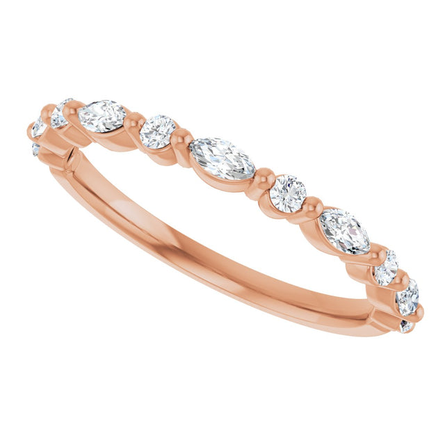 14K Gold Marquise Lab-Grown Diamond Anniversary Band – 1/4–1/3 CTW - Rose Gold - view 5