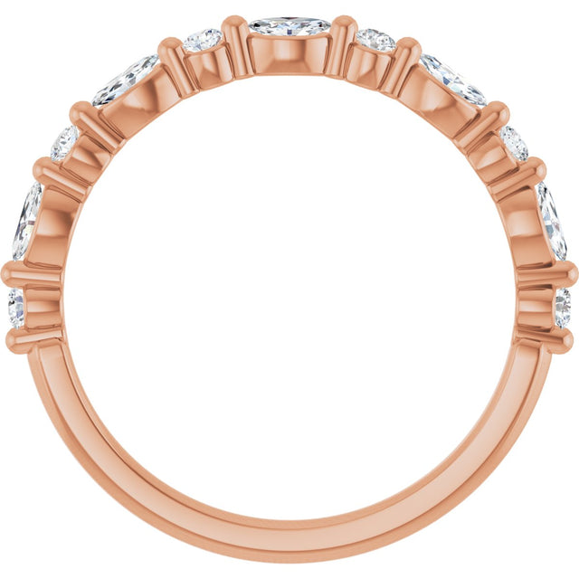 14K Gold Marquise Lab-Grown Diamond Anniversary Band – 1/4–1/3 CTW - Rose Gold - view 2