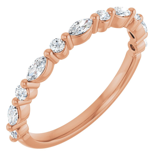 14K Gold Marquise Natural Diamond Anniversary Band – 1/5–1/3 CTW - Rose Gold
