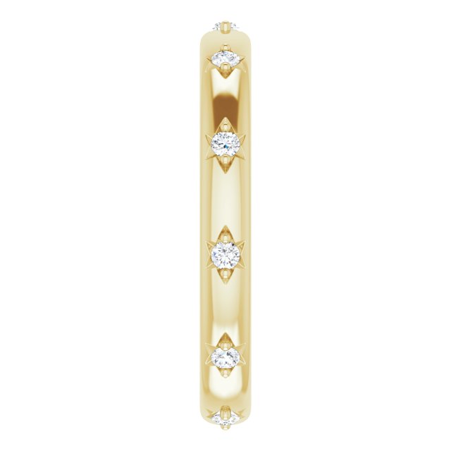 14K Gold Round Natural Diamond Celestial Eternity Band – 1.5 mm Stones - Yellow Gold - view 4