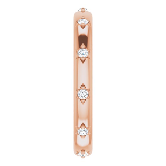 14K Gold Round Natural Diamond Celestial Eternity Band – 1.5 mm Stones - Rose Gold - view 4