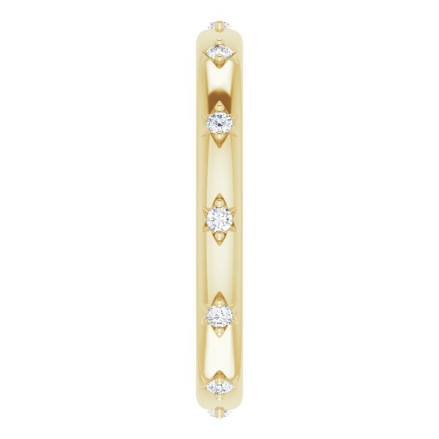 14K Gold Round Natural Diamond Celestial Eternity Band – 1.5 mm Stones - Yellow Gold - view 4